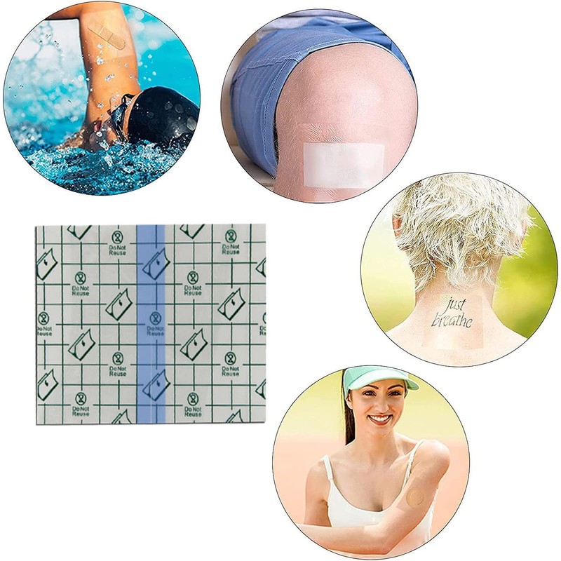 100Pcs Transparent Stretch Adhesive Bandage, BetterJonny 5 Sizes Waterproof Clear