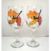 Oak Leaves Acorns Hand Painted Wine Glasses Set of 2