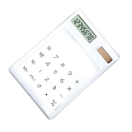 Airshi Calculadora Solar, Pantalla Táctil Calculadora Transparente Pantalla LCD Eficiencia Energética 8 Dígitos para la Escuela (Blanco)