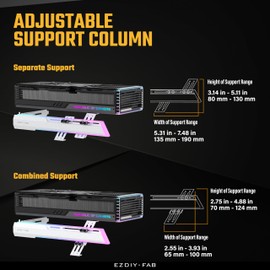 EZDIY-FAB 5V ARGB GPU Holder Brace Graphics Card Support Video Card Holder Bracket,Stretchable Structure,Video Card Sag Holder/Holster Bracket - White