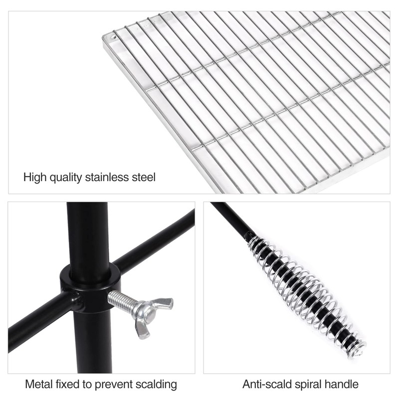 REDCAMP Swivel Campfire Grill Heavy Duty Stainless Steel Grate, Over