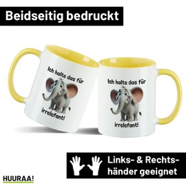 Huuraa Keramiktasse Ich halte das für irrelefant Elefant Meme Geschenk 330ml Gelb Ich halte das für irrelefant Überraschung
