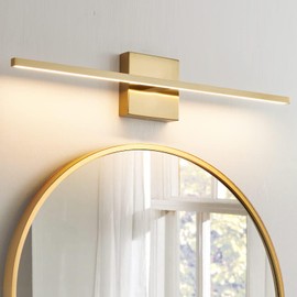 CCYCOL Gold Bathroom Light Fixtures Over Mirror 24 inch 18W LED Vanity Lights for Bathroom Modern Bath Sconces Wall Lighting 3500K Warm Light for Paintings