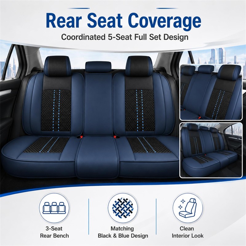 SecosAutoparts 5-Seat Car Seat Covers Full Set Microfiber Leather Waterproof