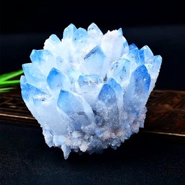 Natural Crystal Cluster Clear Quartz Mineral Crystal Cluster Cluster Healing Ornament Hue Reflection Feng Shui Home Decor (Blue)