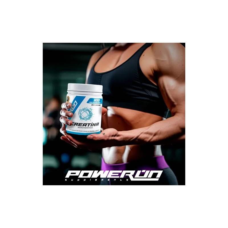 Creatina Monohidratada Power On 100 Servs 500g Sin Sabor