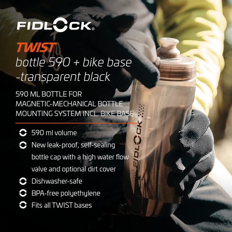 Fidlock TWIST Bottle 590 + Bike Base Clear 590ml 590Ml,