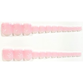 Petal Pink French Manicure Press On Toenails - 24 Pieces - Artificial Nail Kit
