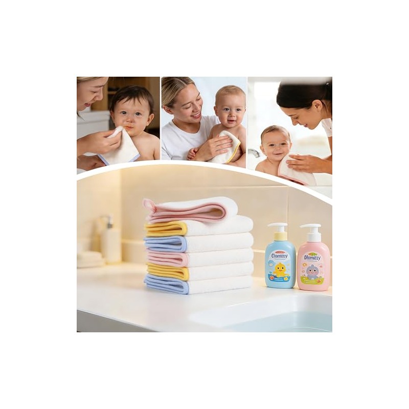 POLYTE Hypoallergenic Gentle Microfibre Flannel Baby Washcloth, 30.5 x 30.5