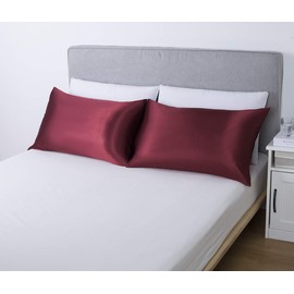 Lanest Housing Satin-Silk Pillowcase Queen, Red Satin Pillowcase for Hair and Skin, Breathable, Super Soft, Cooling Pillow case Queen-Standard Size, Scarlet Red