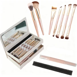 Lumbor37 Brochas para Maquillaje, Set de Brochas de Maquillaje con Esponja Multifuncional 7 pcs, Kit de Accesorios Esenciales, Juego de Brochas para  