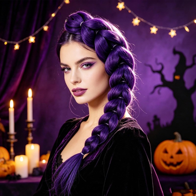 26 Inch Purple Hair Extensions, Purple Braid with a Drawstring