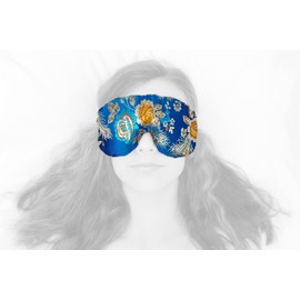 Candi Andi Handmade Opulence Yoga Eye Mask Pillow - Weighted Flaxseed Fill, Unscented, Satin & Velvet, Adjustable Strap - Ideal for Meditation & Restful Sleep -Floral Turquoise - TEMF-FT
