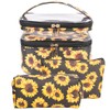 FITINI 3 Pack Sunflower Makeup Bags Double Layer Travel Large