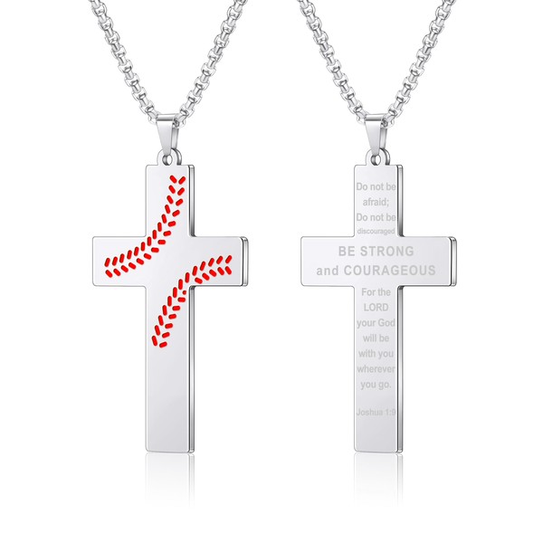AILUOR Baseball Cross Necklace for Men Bible Verse, First Communion