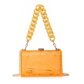 EVEOUT Women Acrylic Transparent Evening Clutches Clear Box Jelly Handbag Cross Body Handbag Bag Ladies Gift, Orange 03, Cocktail