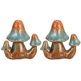 sourcing map 2 Pcs Toilet Bolt Covers, Ceramics Toilet Bolt Caps Mushroom Decor Covers Cute Mushroom Toilet Screw Cover Caps for Decor Bathroom 4.13"x2.44"x4.53"(L*W*H), Blue-Brown