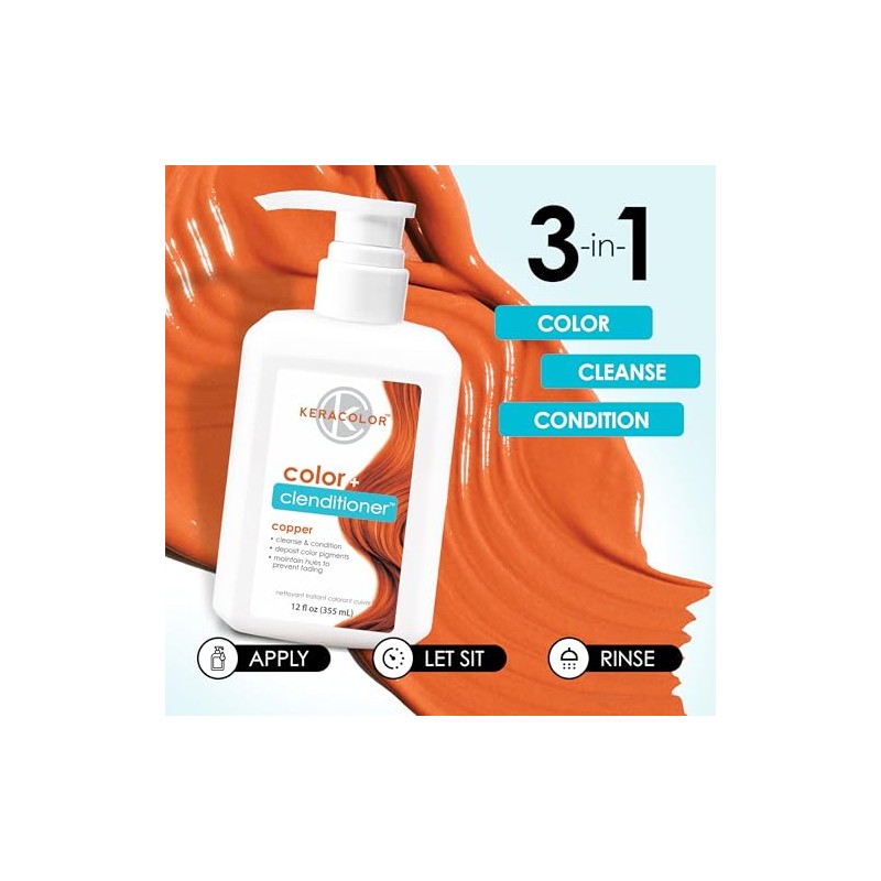 KERACOLOR - Cleanditioner Color Plus, cobre, 12 onzas