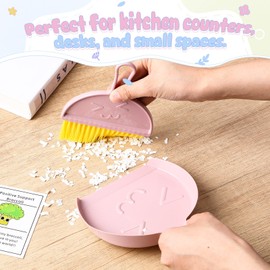 LemonRoad 24 Pcs Mini Broom and Dustpan Set with Handle, Nesting Tiny Cleaning Broom, Hangable, Back to School Supplies, for Classroom, Office, Desk, Car, Kitchen, Camping, Pet Area, 3 Colors