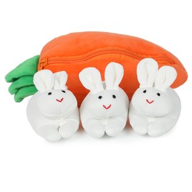 Hide and Seek Bunny Toy 3 Bunnies In A Carrot Purse Pop Up Bunny Easter Carrot Plush Stuffed Bunnies In Bulk (Style B)