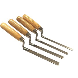 4 x Strong Finger Pointing Trowel Set 8 10 12 14 mm Flat Spring Carbon Steel Tuck with Wooden Handle (4FTCH)