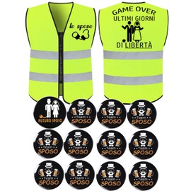 Pack of 14 Stag Party Gadget Vest Gift Bride + Brooch Groom + 12 Pieces Brooches Friend of the Groom Packaging Groom To Be Gift Decoration Hen Night for Party