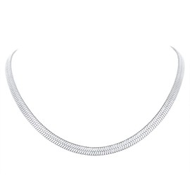 FindChic Women 5MM Herringbone Chain Choker Necklace 38CM Hypoallergenic Stainless Steel Flat Snake Chain Necklace
