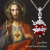 HUKKUN Sacred Heart Necklace Sterling Silver Immaculate Heart of Mary