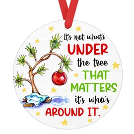 2024 It's Not What's Under The Christmas Tree Decoration Gifts for Women, Men, Coworkers Gifts on Christmas, Xmas Ornament for Family, Friends, Under Tree Christmas Decor Ceramic Ornament (cicle02)