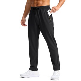 Pudolla Mens Athletic Sweatpants Pants Water Resistant Quick Dry Lightweight Workout Hiking Sweatpants with Pockets(Black S)