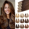 ShowJarlly Tape Extensions Echthaar 20pcs Extensions Echthaar 35cm Dunkelbraun mit