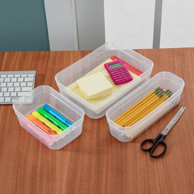 Sterilite 13538608 Narrow Storage Trays with Sturdy Banded Rim and