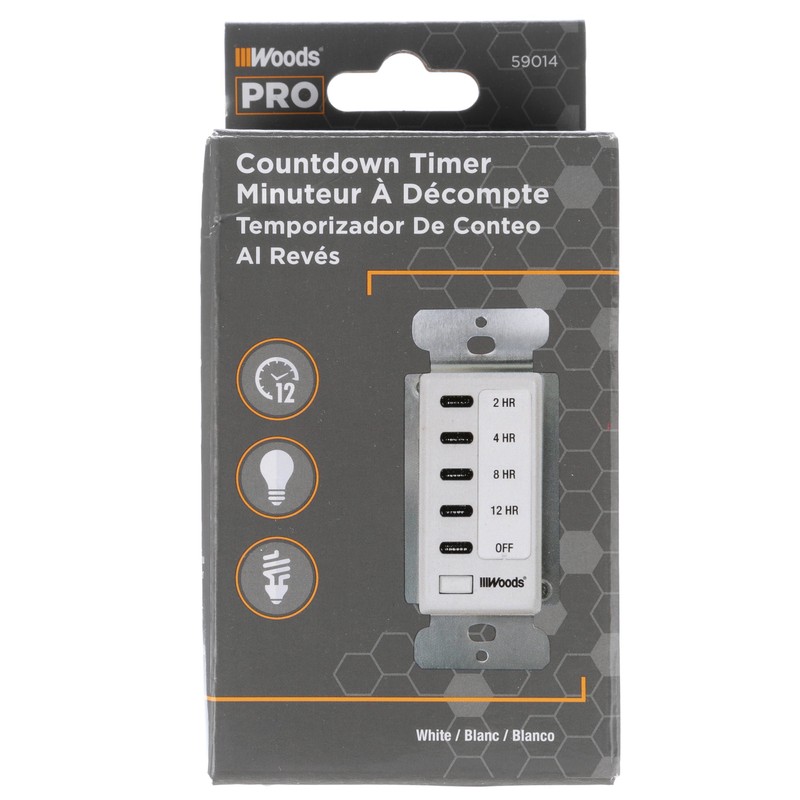 Woods 59014WD In-Wall 12-Hour Digital Countdown Timer, White