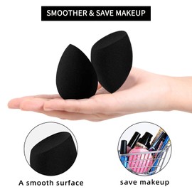 AIMILIQI Beauty Blender Makeup Sponge - 12 Pcs Makeup Sponge Set with Beauty Foundation Sponge Blender Holder, Flawless for Liquid, Cream, and Powder, Multi-Colored Makeup Sponges. (black)
