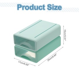 PATIKIL Small Stackable Storage Drawers, Stacking Drawers Mini Desk Bathroom Storage Organizer Cute Drawer Organizer Plastic for Desktop Office Pens Makeup, 2Pcs, Green/Blue