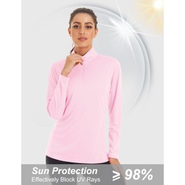 MAGCOMSEN Workout Shirts Women Quick Dry Shirts for Women Long Sleeve Athletic Tunic Tops for Women Running Shirts Summer Shirts Pink