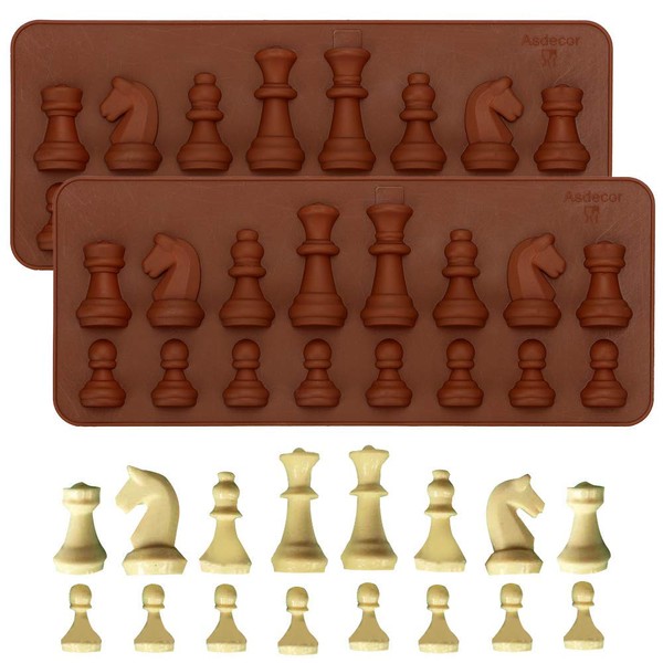 2Pcs Chess Piece Chocolate Candy Molds, International Chess Silicone Mold Epoxy Resin Craft Casting Fondant Paper Clay Wax Melt Mold
