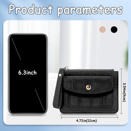 AfitLulu Small Credit Card Wallet Coin Purse with Zipper for Womens and Girls, Slim Card Holder Wallet Portable Ladies Purse with 3 Credit Card Slots and 2 Pocket (Pink)