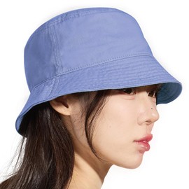 TWO QUILL Bucket Hat, Men's, Cotton, Large Size, Deep, UPF 50+, Lightweight, Solid, Small Face, Breathable, Quick Drying, Sun Protection, Safari Hat, Unisex, For Spring, Summer, Autumn, HT01-blue