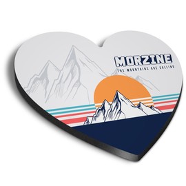 1x Heart MDF Magnet 6cm - Retro Morzine France Ski Mountains - Fridge Locker Office Whiteboard Toolbox #58873