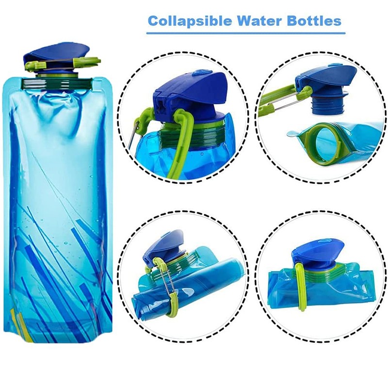 700 ml Foldable Water Bottles, Reusable Drinking Bottle, Foldable Drinking