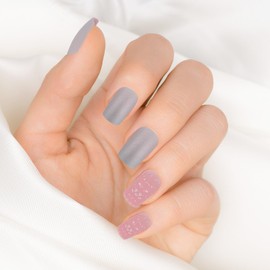 24Pcs Pink Glitter Press on Nails, Short Square Fake Nails, Artificial Acrylic False Nails, Full Cover Glossy Nail Tips with Glitter Design for Women DIY Nail Art Decoration