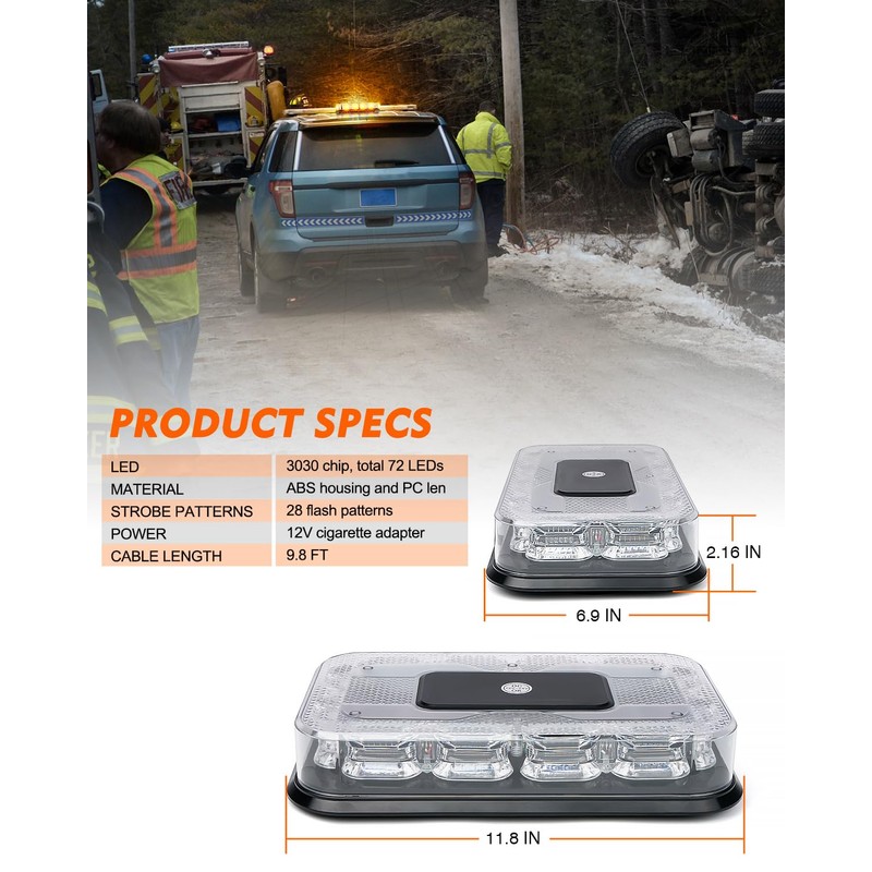 LUMENIX LED Roof Top Strobe Beacon Light Bar Rooftop Security