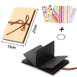 Catelves DIY Photo Album for Gluing, DIY Photo Album Scrapbook Craft Paper as Graduation, Birthday, Valentine's Day, Guest Book Wedding Gift (Black, 34 Pages, 21 x 15 cm)