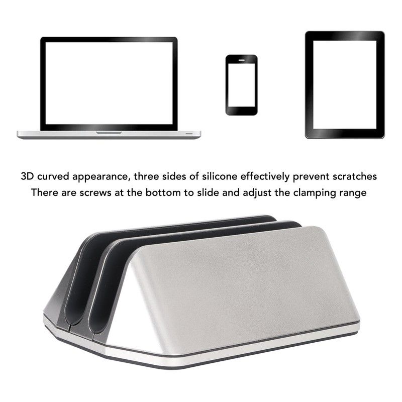 Dual Laptop Stand Vertical 3D Curved Appearance Aluminum Alloy Adjustable