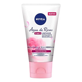 NIVEA Agua de Rosas Gel Limpiador Exfoliante (150 ml) - Gel 3 en 1 Limpiador, Exfoliante y Mascarilla con Ácido Hialurónico y Arcilla Mineral - Ideal para Todo Tipo de Piel