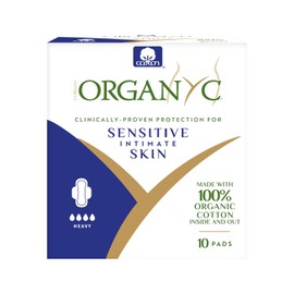 Organyc 100% Certified Organic Cotton Feminine Pads, Heavy Flow, 10 Count