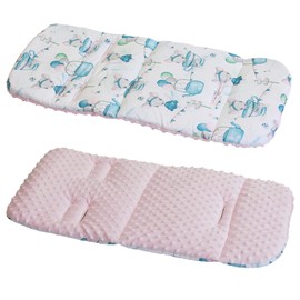 Cotton & Bubble Fleece Pram Insert, Liner Covers 5pt Universal Reversible (Mouse and Balloons/Pink)