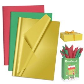 Larcenciel Christmas Tissue Paper, Vibrant Red, Green & Gold Tissue Paper for Gift Bags Packing, Colored Xmas Gift Wrapping Paper for Christmas Presents, Holiday Crafts, Winter Decor,60 Sheets 20x14in