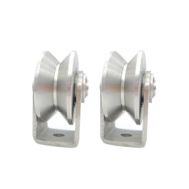 2pcs Stainless Steel V Groove Wheel Heavy Duty Caster Rigid Track Wheel Pulley Sliding Gate Rollers with Bracket for Sliding Gate, Rolling Gate, Inverted Track, Industrial Machines